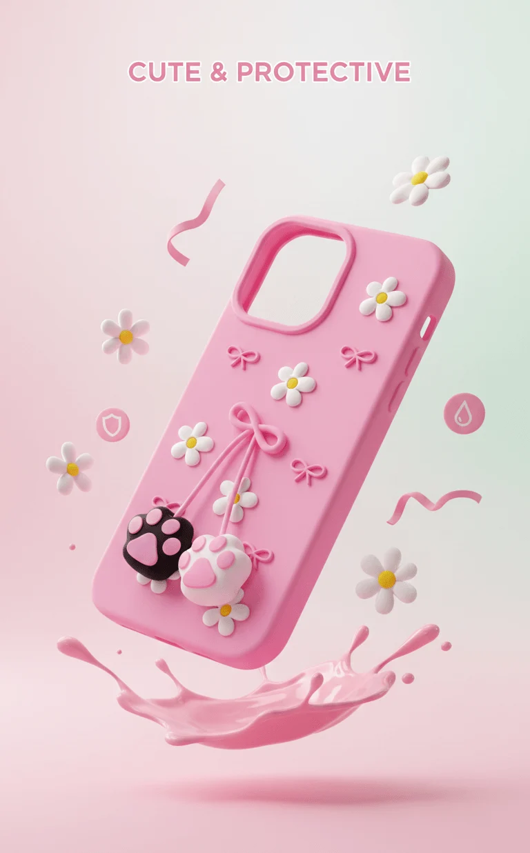 3D Cat Paw Daisy Case