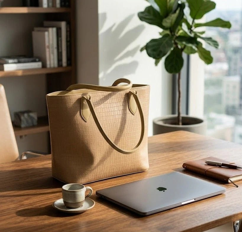 Elegant Croc Texture Tote Handbag for Women